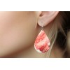 Twisted R Design Peach Agate Wood Dangle Teardrop Print Earrings