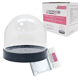 Craft Set DIY Snow Globe for Fimo with 1 x Snow | Do It Yourself Snow Globe Set Plastic | Round Shape 86 x 75 mm | Base Black | 40130