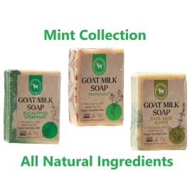 Honey Sweetie Acres 3Pack Goat Milk Soap Eucalyptus Peppermint & Basil sage mint