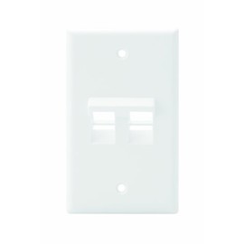 Leviton Angled QuickPort Wallplate 2-Port, Single Gang, 41081-2WP, White