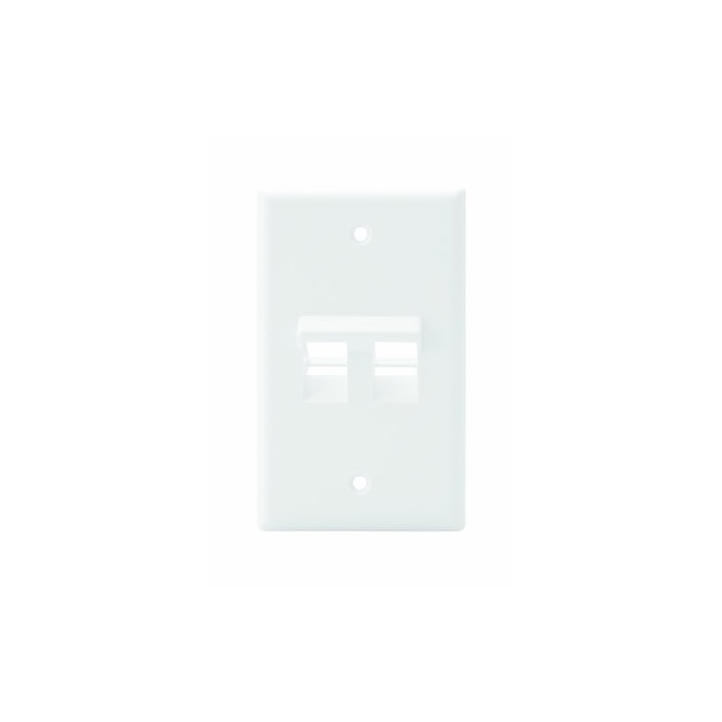 Leviton Angled QuickPort Wallplate 2-Port, Single Gang, 41081-2WP, White