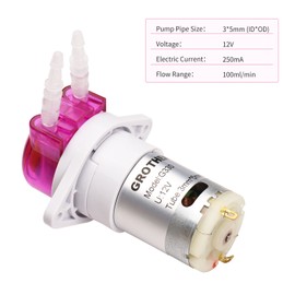 GROTHEN Peristaltic Pump Dosing Pump Mini Pump Liquid Self-priming Water Pump Silicone Tube for Aquarium Tank Lab Chemical Analysis 12V 3mm ID x 5mm OD
