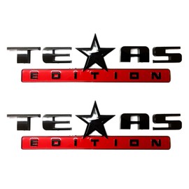 2 Count Black+Red 3D Texas Edition Emblem Compatible with Chevy Silverado Sierra Car Truck Auto Universal Decal