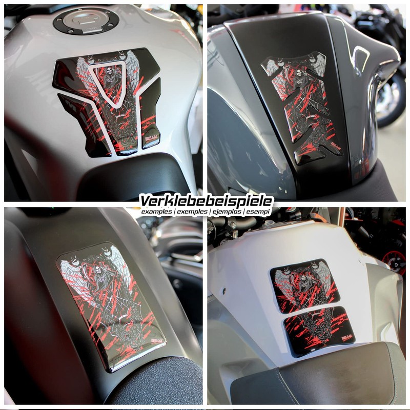 Tank Pad Motorcycle Skull Black Red Compatible with Suzuki X503702VA
