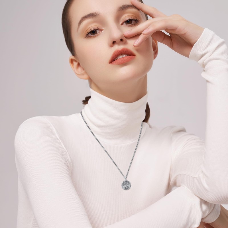 JFASHOP 925 Sterling Silver Saint Raphael Medal Protection Amulet Necklace