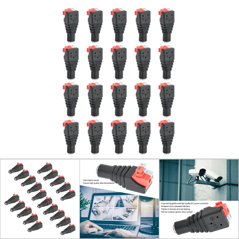 20Pcs Gold Plated Needle DC Power Connector Female Plug Pressure