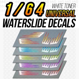 Hot Wheels 1/64 Scale SCALLOPS STREAK Custom White Toner Universal WaterSlide Decal for Hot - Yellow Orange Red