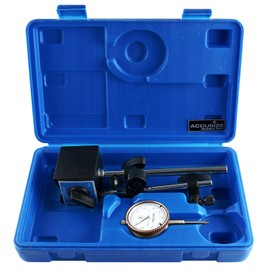 Accusize Industrial Tools 0-1'' by 0.001'' Dial Indicator with Magnetic Base Set, 60 Kg Capacity, Eg00-1038