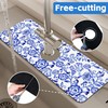 Watercolor Blue Floral Kitchen Sink Splash Guard Mat - Absorbent