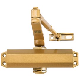 Light/Medium Designer Commercial Door Closer - LYNN Hardware DC5003 (US4 Satin Brass/Gold) Surface Mounted, Cast Aluminum - UL 3 Hour Fire Rated, Size 3 for Residential and Light Commercial Doors