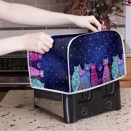 Xoenoiee Colorful Cats Pattern Toaster Cover 2 Slice Small Appliance Covers Organizer Toaster Bag Bread Maker Cover Washable Toaster Oven Cover, S