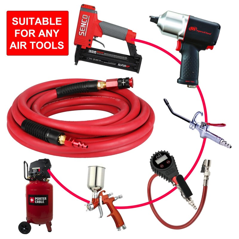 Keepro Rubber Air Hose, Durable Air Compressor Hose 3/8 Inch
