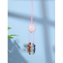JOVIVI Rose Quartz Healing Crystals Hanging Chakra Stones Crystals Deco Car Window Hanging Ornament Feng Shui Spirtual Crystal Gifts for Home Yoga Meditation Room Chirstmas Wind Chimes