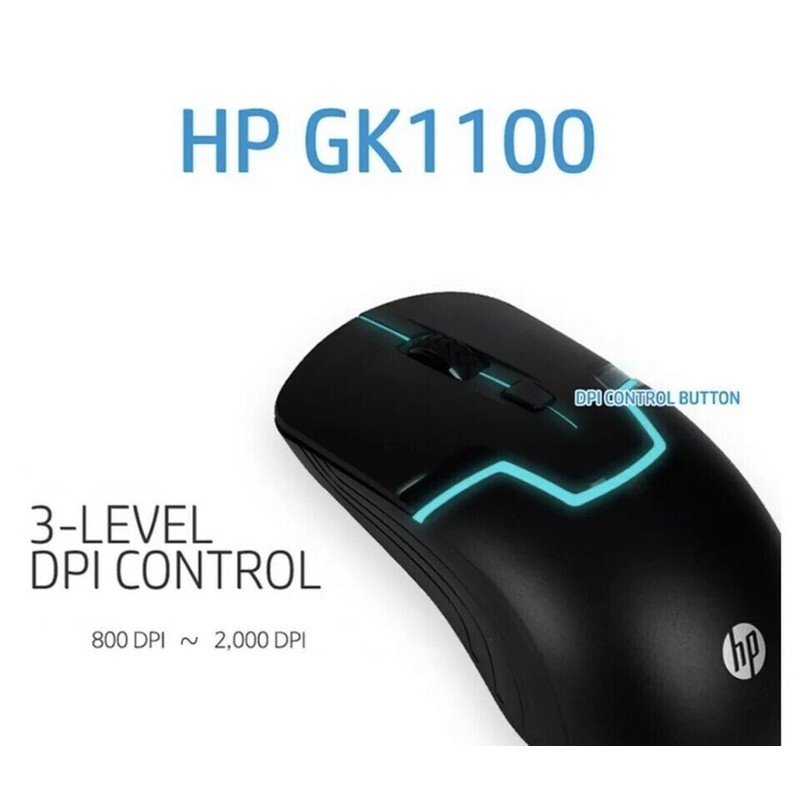 HP GK1100 Wired Gaming Keyboard + Mouse combo, LED backlit