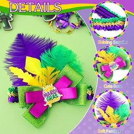 Formery Mardi Gras Feathers Headband Feather Sequins Carnival Parade Hairband Elastic Glitter Bow 1920s Masquerade Hair Accessories for Women and Girls