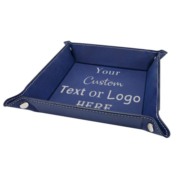 Hat Shark Customized 3D Laser Engraved Valet Tray Jewelry Organizer - Your Custom Text and/or Logo Here (6in Blue)