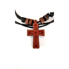 Iconsgr Greek Wood Cross Pendant Necklace from Mt. Athos / 66