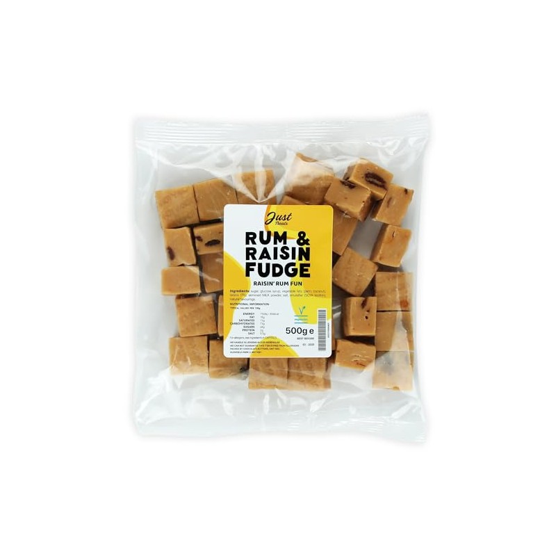 Just Treats Rum & Raisin Fudge (500g Share Bag)