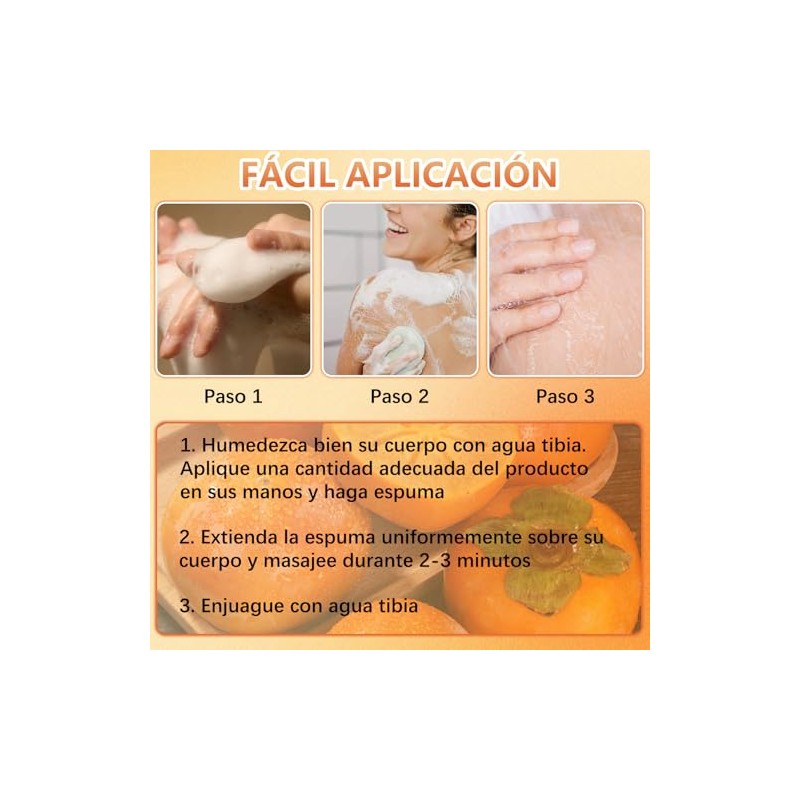 2PCS Shower Gel de Caqui Desodorante-Control Eficaz Del Olor Corporal,Gel