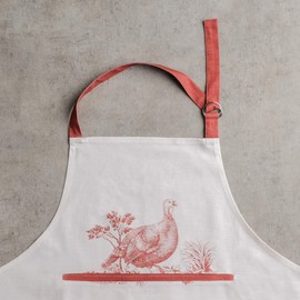 Maison d' Hermine Holy Jouy 100% Cotton 1 Piece Kitchen Apron with an Adjustable Neck & Centre Pocket with Long Ties for Women Men Chef Cooking Restaurant Home (Red, 70cm x 85cm)