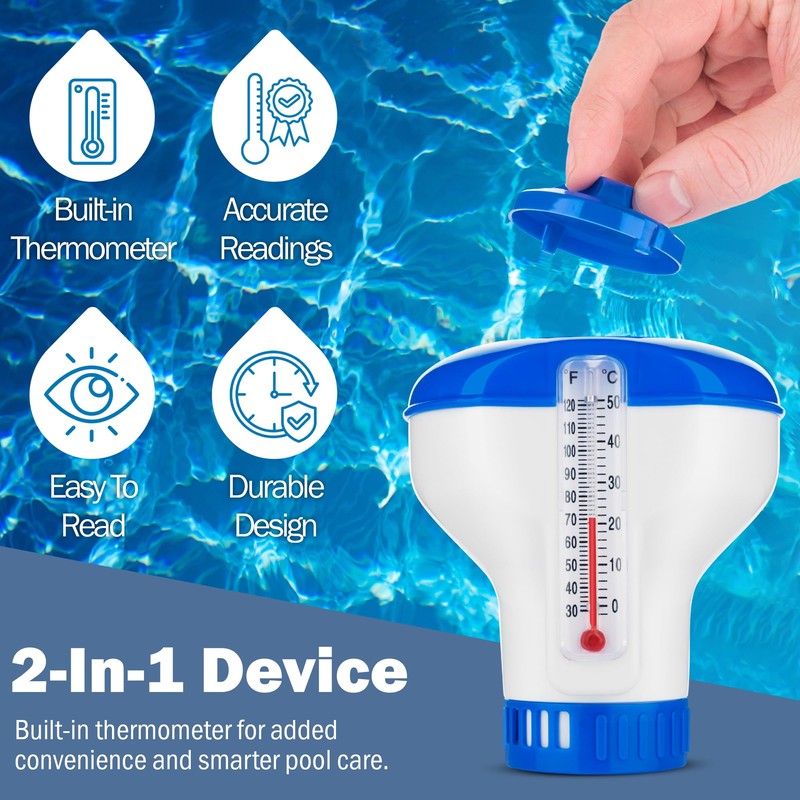 AQUAVERITY Chlorine Dispenser for Hot Tub with Built-in Thermometer –