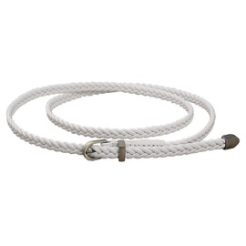 Nureinss Women's Braided Thin Woven Waist Belt for Dress - White
