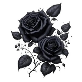 2pcs Gothic Black Rose Flower Car Decal 4.33"x5.51", Waterproof, Aesthetic, Suitable for Car, Laptop, Wall, Window, Travel Extra Durable Vinyl |#DS10