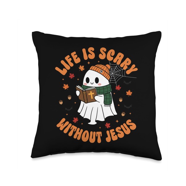 Life is Scary Without Jesus - Christian Halloween Throw Pillow