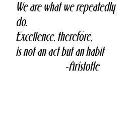 We are what we repeatedly do. Excellence therefore is not an act but a habit by Famous Philosopher Aristotle Attitude and Life Success Inspirational and Motivational Saying Art Quote - Home Room Wall Decal - Peel & Stick Lettering Sticker - Vinyl Wall Decal - Size : 10 Inches X 14 Inches - 22 Colors Available