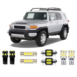 MEALAM White LED Bulbs Package Kit Compatible with 2007 2008 2009 2010 2011 2012 2013 2014 Toyota FJ Cruiser Interior Map Dome Light + License Plate Light and Install Tool, 8 Piece