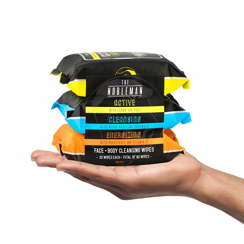 Men's Active/Cleansing/Energizing Face + Body Cleansing Wipes - 3 Pack