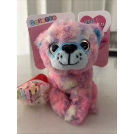 gallery Gallerie Leopard Plush Stuffed Animal Rainbow Pink Blue Opal Eyes 6" Super Soft!