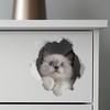 White Cat Decal - Wall Hole Sticker with 3D Effect