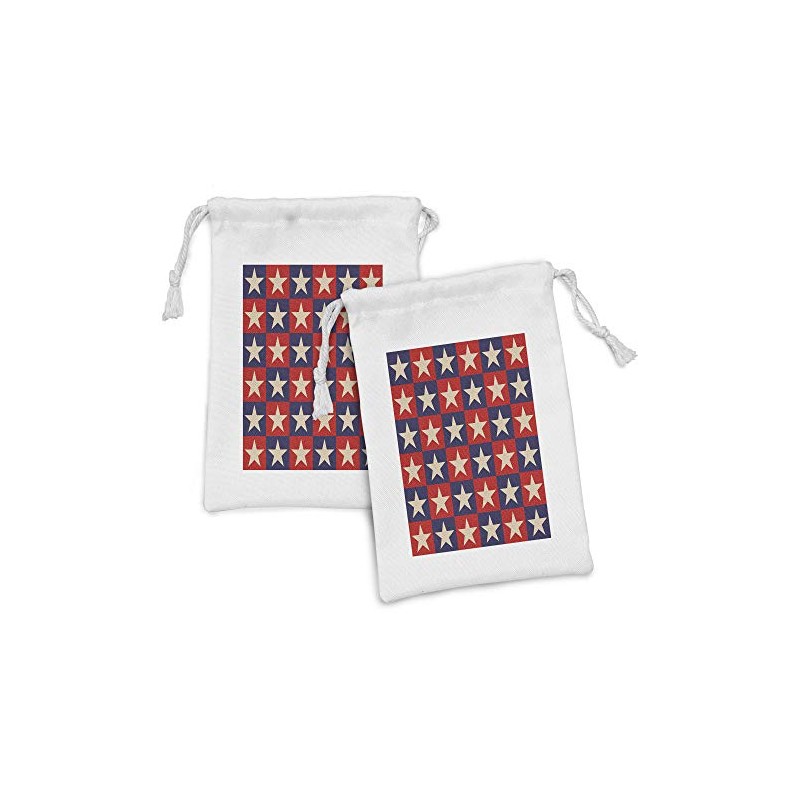 Ambesonne Prehistoric Country Fabric Pouch Set of 2, Checkered Pattern