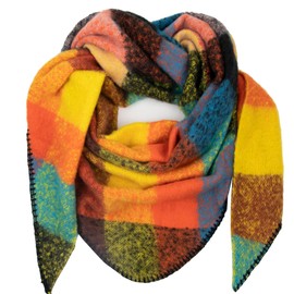 Gloop Women's Scarf XXL Knitted Triangle Scarf Neckerchief Triangle Scarf Cuddly Fluffy without Scratching on Skin 200 x 140 cm, Yellow and green
