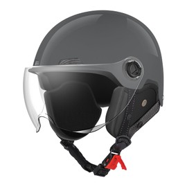 Motorcycle Helmets DOT Certified, German Style Half Helmet Electric Bike Scooter with Windshield Glasses Cool Retro Helmet for Men and Women (Gray, L)