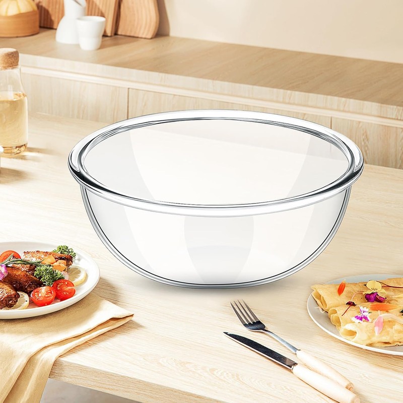 Komphy 6 Quart Glass Mixing Bowls, Large Glass Salad Serving
