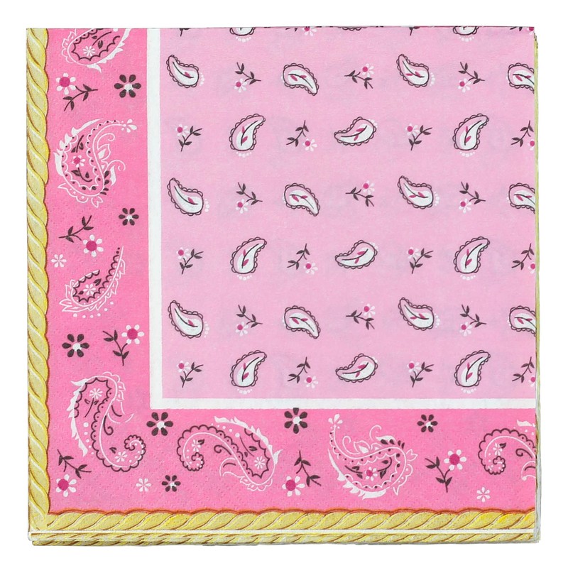 Iconikal Dinner Party Paper Napkins, Pink Bandana, 48-Count
