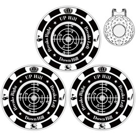 Lousrnman Golf Green Reader, Ball Marker for Putting Green with High Precision Horizontal Bubble, Golf Accessories Putt Aid Tool with Hat Clip (3 Pcs BlackBlack)