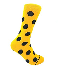 Hombres Novios Boda|Eventos Fiestas|Gala Collection Big Dots Vestir calcetines, Oro Amarillo/Negro, Talla única