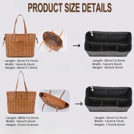 QOOWFEANIG Organizer Insert for Tote Bag Softened Felt Bag Insert Organizer Purse Organizer Insert storage Container Makeup Organizer Inner Rubber Beach Bag Organizer Liner For Speedy, Tote, Handbag