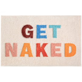 UIOIU Get Naked Cute Bathroom Rugs Pink Bath Mat for Bathroom Decor Funny, Non Slip Thick Microfiber Bath Rug Machine Washable 31 x 20 Inch, Multicolor