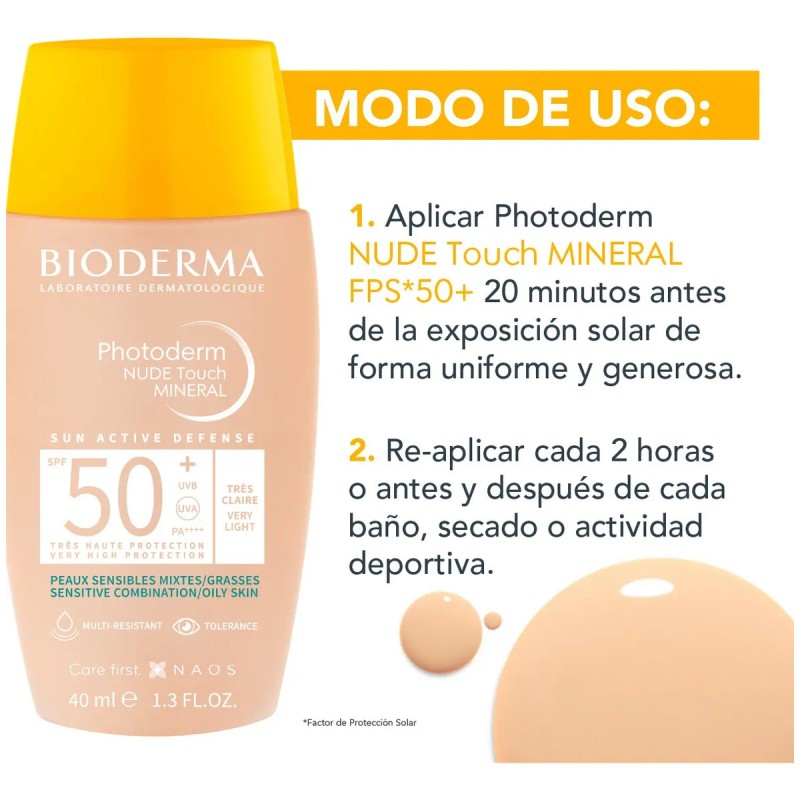 Bioderma Photoderm Nude Touch Spf50 Mixta Grasa Muy Claro