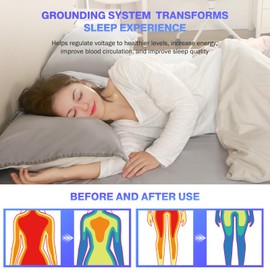Grounding Sheets Queen Size, Earth Grounded Fitted Bed Sheet with 10% Pure Silver Fiber + 90% Organic Cotton, for Improved Sleep & Wellness (Gray, Queen - 80"x60"x15")