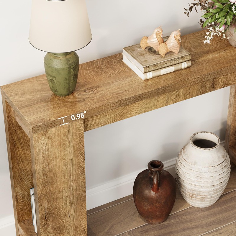 Tohomeor Entryway Console Table, Farmhouse Narrow Sofa Table Behind Couch,