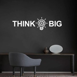 Think Big Quote Wall Sticker Vinyl Wall Decals for Office and School Modern Office Work Decal Study Room Decoration Y77 (Small, White)