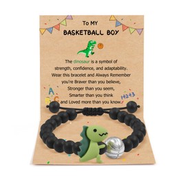 MANVEN Boys Gift for Teenage Son Bracelet Basketball Gift Back To School Gift First Day of School Gift Dinosaur Bracelet Wish Bracelets for Son Boys Grandson Nephew Birthday Christmas