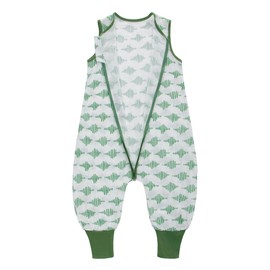 LAT Baby Summer Sleeping Sack with Feet 0.5 Tog, 100% Cotton Muslin Baby Sleeping bag with Legs Sleeveless Toddler Sleep Sack Wearable Blankets for Boy Girl(Green Stripes,1 Pack,L/90(2-4T))