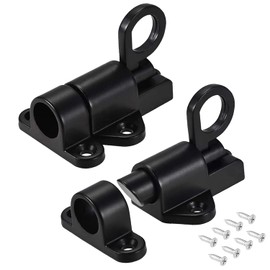 Automatic Locking Door Bolt, Pack of 2 Spring Deadbolt Lock, Automatic Door Latch, Automatic Spring Lock with Screws for Windows, Cabinet Doors, Balcony Doors, Wooden Doors (Black)