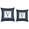 Monogram Letter V Alphabet V Initial Navy Blue Throw Pillow